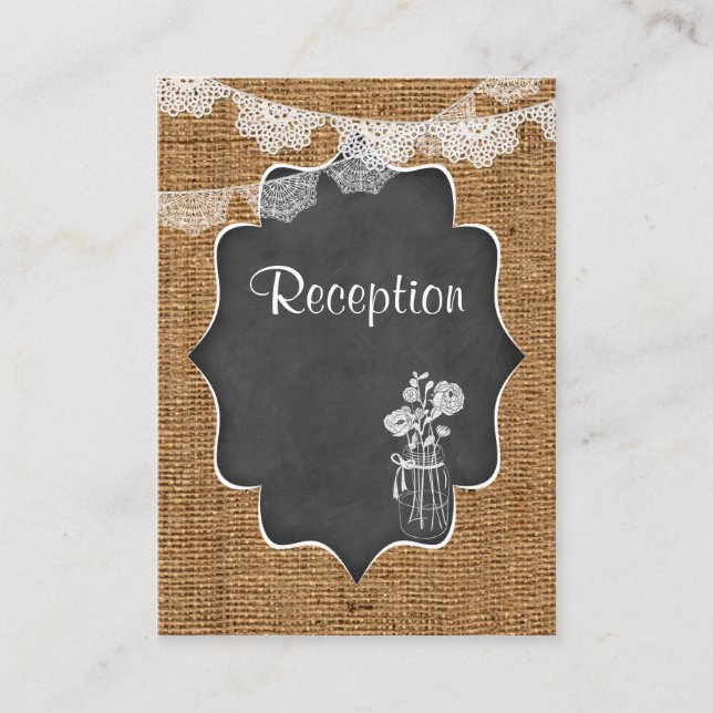 Mason Jar, Lace, Burlap, Chalkboard Wedding Insert (Front)
