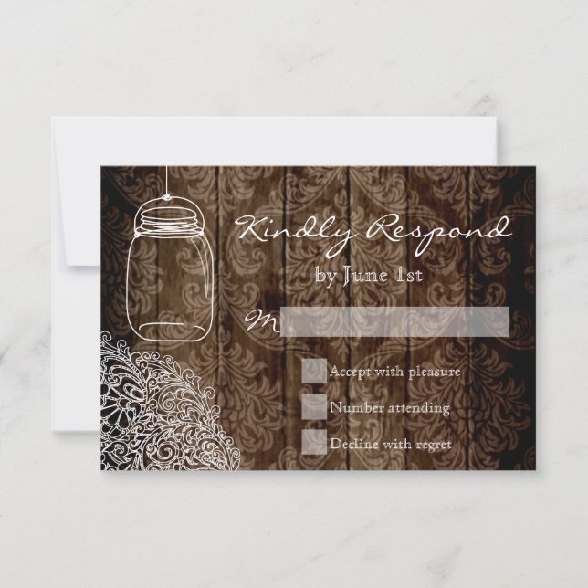 Mason Jar Lace Grange de mariage en bois RSVP Cart (Devant)