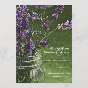 Mason Jar Lavender Country Wedding Invitation