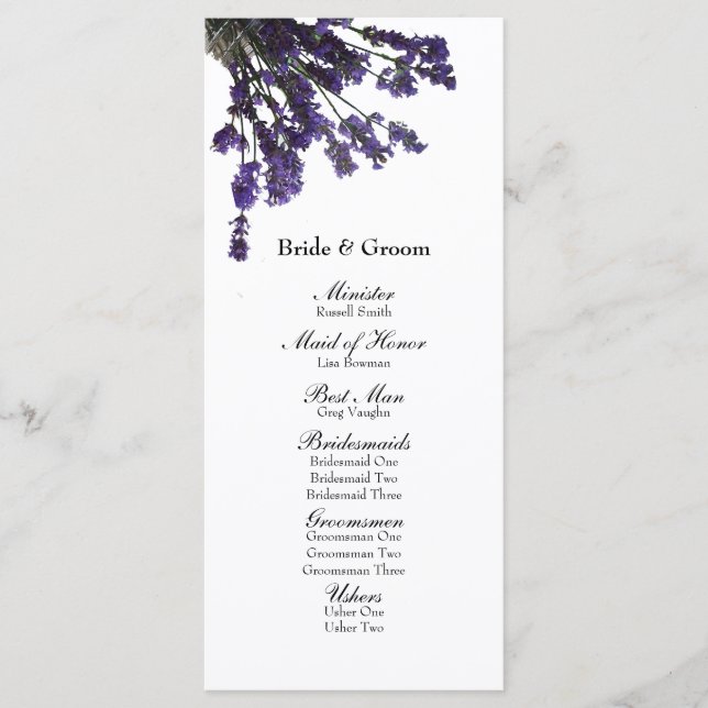 Mason Jar Lavender Wedding Programme de Mariage (Devant)