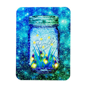Mason jar lightning bug glowing firefly  magnet