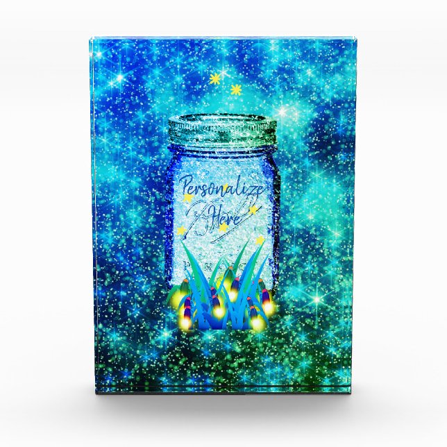 Mason jar lightning bug glowing firefly   photo block (Front)