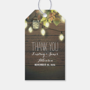 Mason Jar Lights and Fall Leaves Rustic Barn Gift Tags