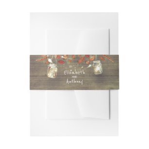 Mason Jar Lights Rustic Fall Wedding Invitation Belly Band