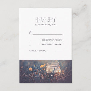 Mason Jar Lights Rustic Wedding RSVP Cards