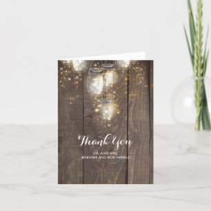 Mason Jar Lights Rustic Wedding Thank You Card