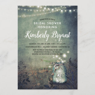 Mason Jar Lights Rustic Woodland Bridal Shower Invitation