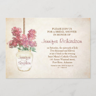 mason jar & lilacs roses invitation à la douche nu