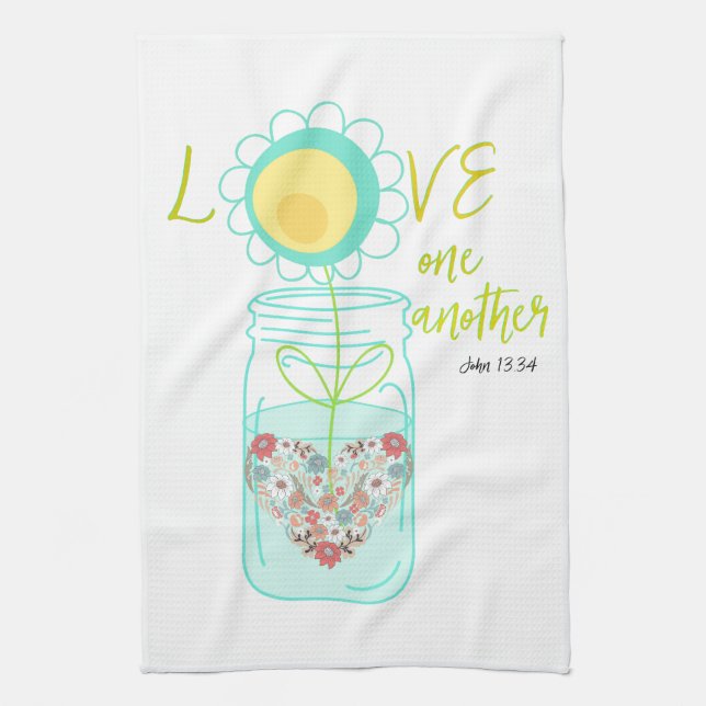 Mason Jar: Love Bible Verse Kitchen Towel (Vertical)