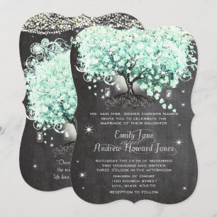 Mason Jar Mint Chalkboard Heart Leaf Tree Invitati Invitation