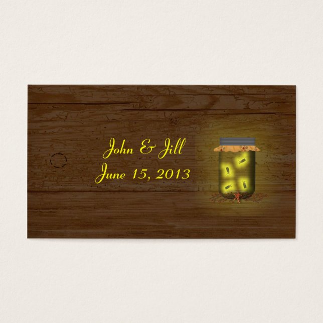 Mason Jar Of Fireflies Wedding Hang Tag (Front)