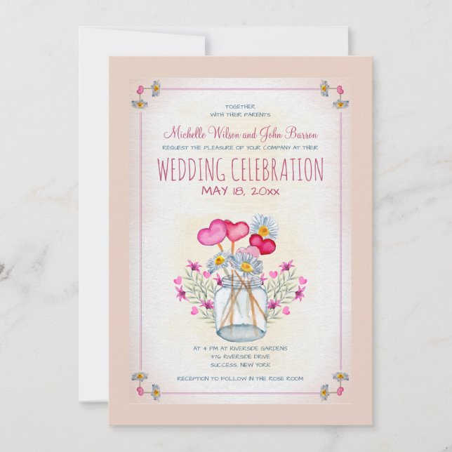 Mason Jar of Love Invitation (Front)