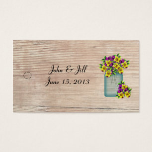 Mason Jar Of Pansies Wedding Hang Tag