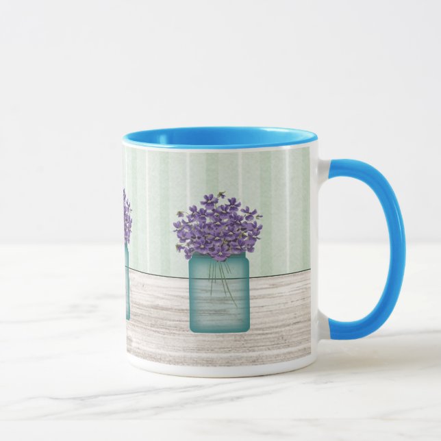Mason Jar Of Violets  Mug (Right)
