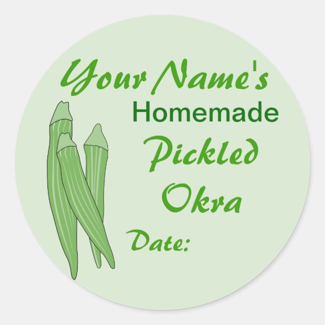 Mason Jar Personnalisé Étiquettes Lid Picked Okra (Devant)