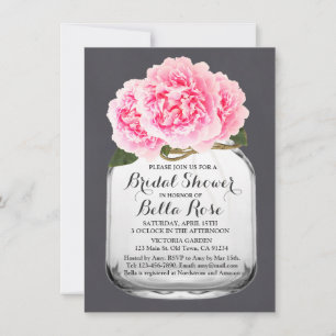 Mason jar pink peony bridal shower invite peony4