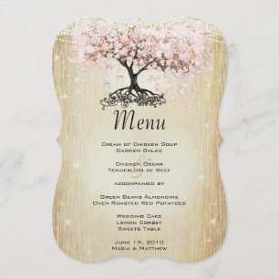 Mason Jar Pink Rose Gold Heart Leaf Tree Menu