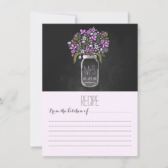 Mason Jar Purple Flowers Recipe Card (Front)