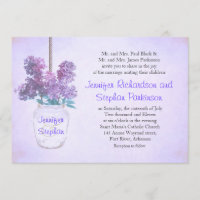mason jar & purple lilac bunch wedding invitation