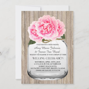 Mason jar rose peony invitations mariage peony2