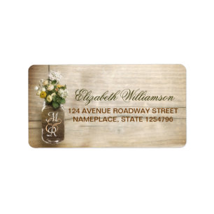 mason jar rustic address labels for weddings