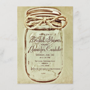 Mason Jar Rustic Country Bridal Douche Invitations
