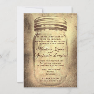 Mason Jar Rustic Country Wedding Invitations