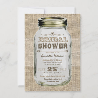 Mason Jar Rustic Vintage Look Bridal Shower Invitation