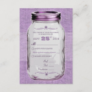 Mason Jar Rustic Vintage Look Purple Custom RSVP Card