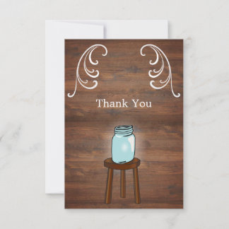 Mason Jar Rustic Wedding Thank You Card
