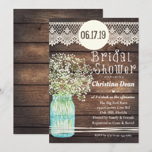 Mason Jar Rustic Wood Bridal Shower Invitation