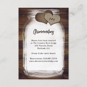 Mason Jar Rustic Wood Burlap Hearts Accommodation Enclosure Card