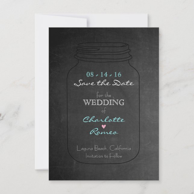 Mason Jar Save the Date Invitation (Front)