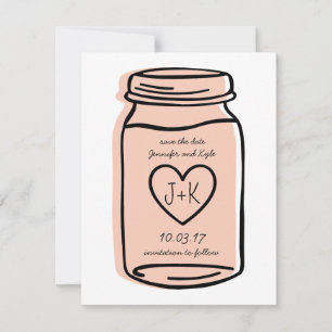 Mason jar save the date - pink