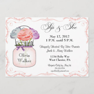 Mason Jar Sip et See Girl Invitation