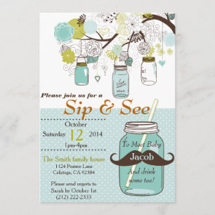 Mason Jar Sip & See Baby Invitation