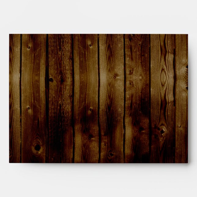 Mason Jar Stamp on Dark Wood Plank Envelopes (Front)