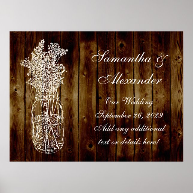Mason Jar Stamp on Dark Wood Plank Poster (Front)