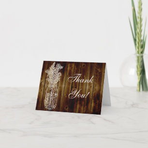 Mason Jar Stamp on Dark Wood Plank Thank You