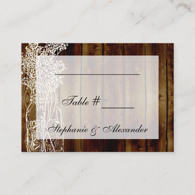 Mason Jar Stamp Table Seating Place Cards (Front)
