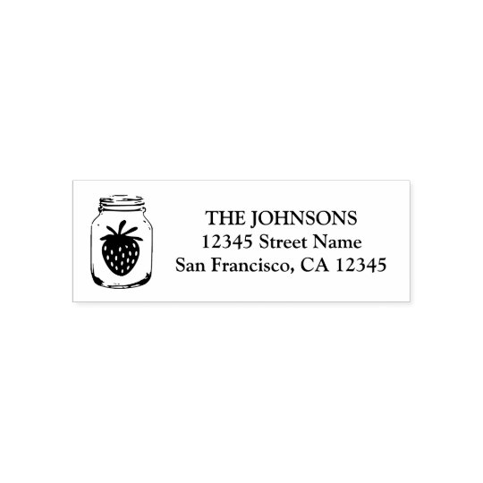 Mason jar strawberry self inking address stamps