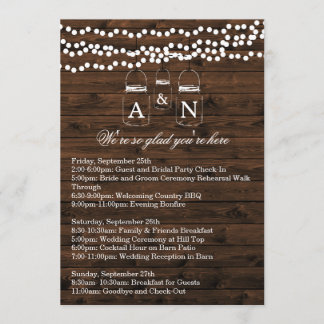 Mason Jar String Light WEEKEND ITINERARY Card