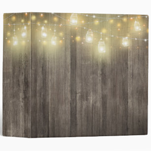 Mason Jar String Lights & Barn Wood Rustic Binder