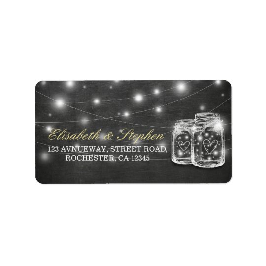 Mason Jar String Lights Chalkboard Wedding Address