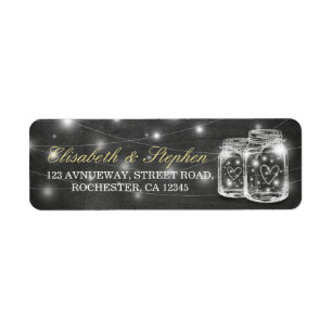Mason Jar String Lights Chalkboard Wedding Address