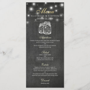 Mason Jar & String Lights Chalkboard Wedding Menu
