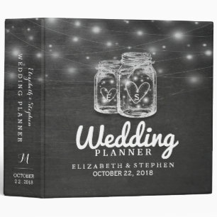 Mason Jar String Lights Chalkboard Wedding Planner Binder