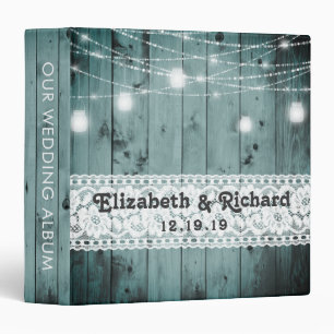 Mason Jar String Lights Lace Vintage Wedding Album Binder
