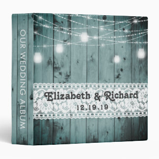 Mason Jar String Lights Lace Vintage Wedding Album Binder