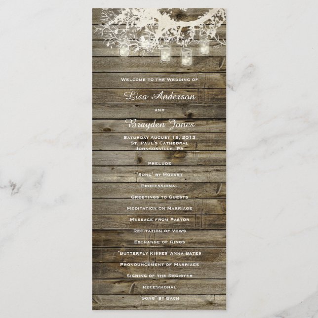 Mason Jar String Lights Rustic Tree Program (Front)